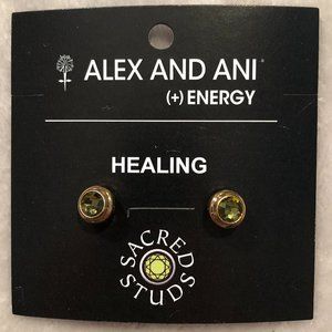 Alex and Ani Green & Gold Stud Earings